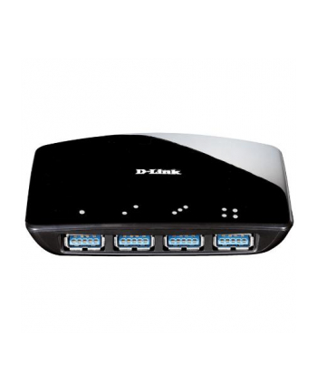 D-LINK DUB-1340, 4-Port SuperSpeed USB 3.0 Hub, 4 downstream USB Type A (female) ports, 1 upstream USB Type Micro-B (female) port, USB specification version 3.0, 2.0, 1.1, 1.0, OHCI, EHCI