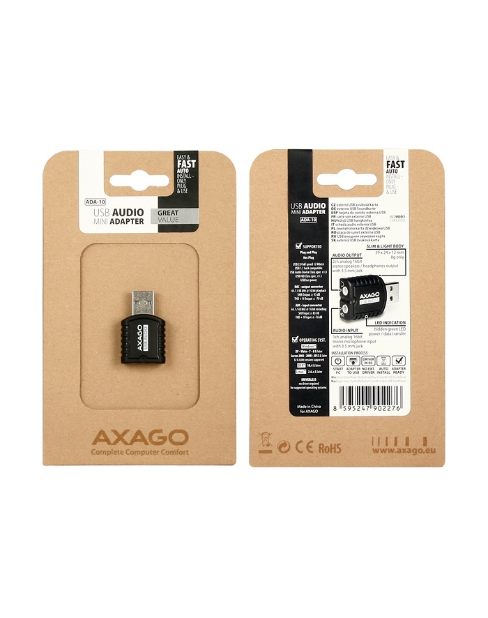 KOUWELL AXAGO - ADA-10 USB2.0 - stereo audio MINI adapter główny