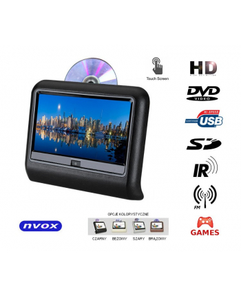 NVOX Monitor dotykowy zagłówkowy LED 9 cali HD DVD USB SD IR GRY