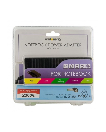 Whitenergy zasilacz 20V/6A 120W wtyk 5.5x2.5mm Blister nr 1