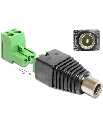 ADAPTER TERMINAL BLOCK (2PIN)->DC 2.1X5.5MM(F) DELOCK