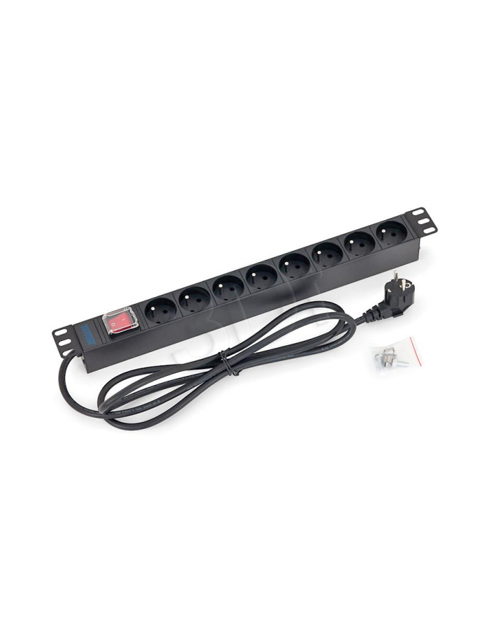 Triton Listwa zasilająca 19  RAB-PD-X03-A1 (8 gniazd w standardzie ČSN  max. 16 A  przewód 3 x 1 5 mm o długości 2 m  wtyk DIN49441 16 A  kolor czarny RAL 9005   podświetlany wyłącznik główny z plastikową osłoną) główny