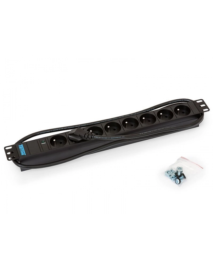 Triton Listwa zasilająca 19  RAB-PD-X05-A1 (8 gniazd w standardzie ČSN  max. 16 A  przewód 3 x 1 5 mm o długości 2 m  wtyk DIN49441 16 A  kolor czarny RAL 9005  wskaźnik zasilania LED) główny