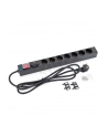 Triton Listwa zasilająca/przeciwprzepięciowa 19  RAB-PD-X12-A1 (7 gniazd w standardzie DIN  max. 16 A  przewód 3 x 1 5 mm o długości 2 m  wtyk DIN49441 16 A  kolor czarny RAL 9005   podświetlany wyłącznik główny z plastikową osłoną   ochrona przeciwp - nr 1