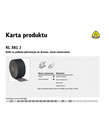 TAŚMA PŁÓTNO szer 150 gr 24 KL 381 J KLINGSPOR nr 1