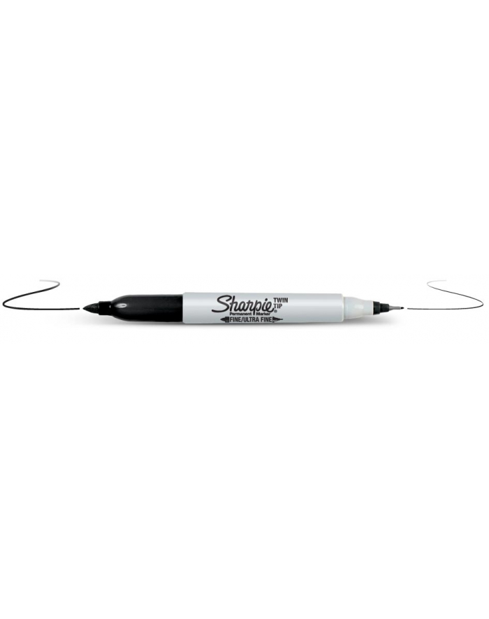 MARKER CZARNY 0,9mm / 0,5mm OKRĄGŁY DWUSTRONNY TWIN TIP SHARPIE główny