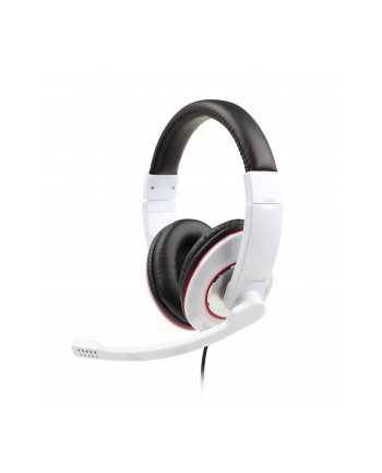 Gembird słuchawki stereofoniczne z mikrofonem i regulacją głośności, białe