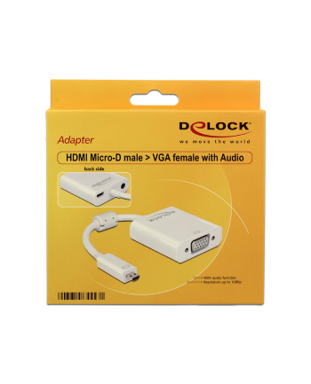 Delock Adapter HDMI Micro-D męski > VGA żeński z funkcją audio, biały