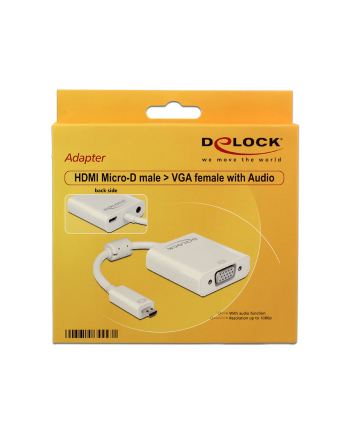 Delock Adapter HDMI Micro-D męski > VGA żeński z funkcją audio, biały nr 1