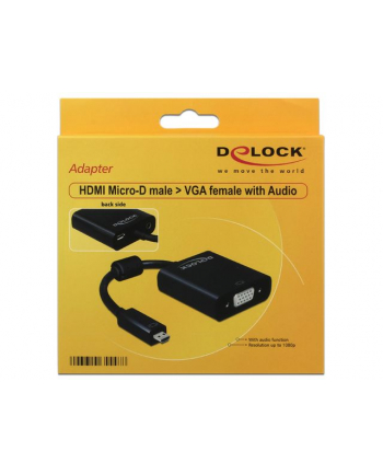 Delock Adapter HDMI Micro-D męski > VGA żeński z funkcją audio, czarny nr 1
