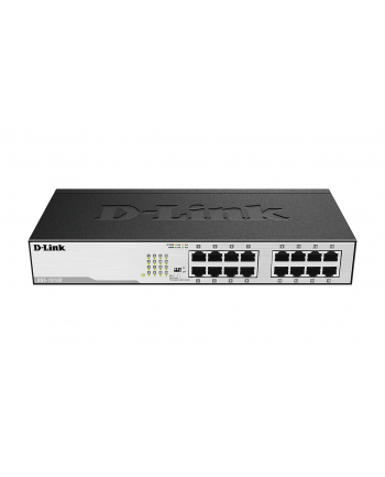 D-LINK DGS-1016D, 16-port UTP 10/100/1000Mbps Auto-sensing, Stand-alone, Unmanaged, 11-inch desktop & rack-mount, 1U, D-link Green technology, EEE+ mode DIP switch, + Rackmount Brackets, Metal case with internal power supply