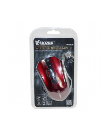 VAKOSS Bezprzewodowa Mysz Optyczna TM-658UR 4D,800/1200/1600DPI,2.4GHz, czerwona