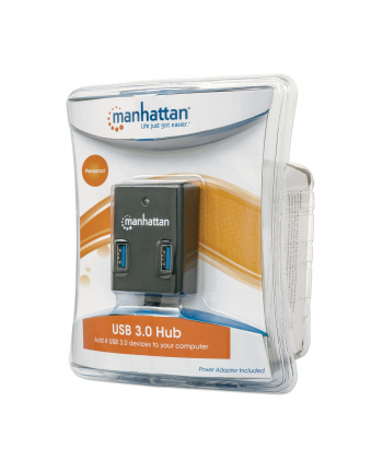 Manhattan Hub SuperSpeed USB 3.0, 4 portowy, z zasilaczem