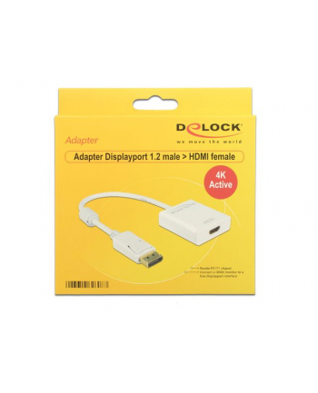 Delock Adapter Displayport 1.2 męski > HDMI żeński 4K aktywne biały