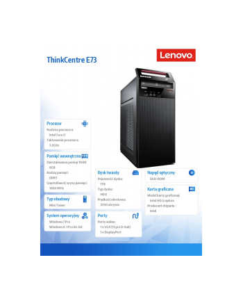 Lenovo ThinkCentre E73 Tower I7-4790 8GB 1TB DVDRW Win7Pro/Win8.1Pro 1Y On Site