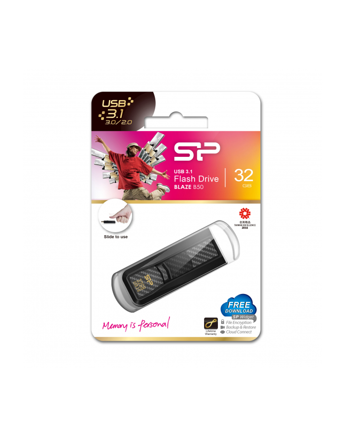 SILICON POWER 32GB, USB 3.0 FLASH DRIVE, BLAZE SERIES B50, BLACK główny