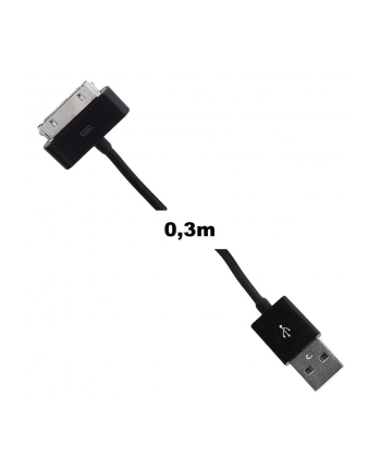 Whitenergy Kabel USB 2.0 do iPhone 4 transfer/ładowanie 30cm czarny nr 2