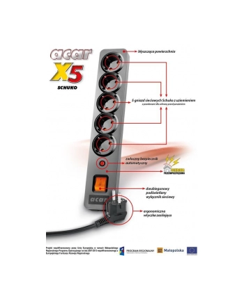 HSK Data (Acar) Acar X5 listwa zasilająco-filtrująca, czarna nr 1