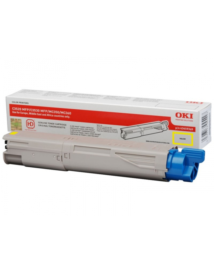 OKI Toner Żółty C3520/C3530-TY=43459369=C3520MFP  C3530 MFP  MC350  MC360 (zastąpił 43459321)  2500 str. główny