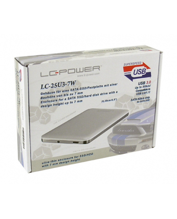 LC POWER Obudowa HDD LC-POWER LC-25U3-7W 2,5''SATA USB 3.0 Biała