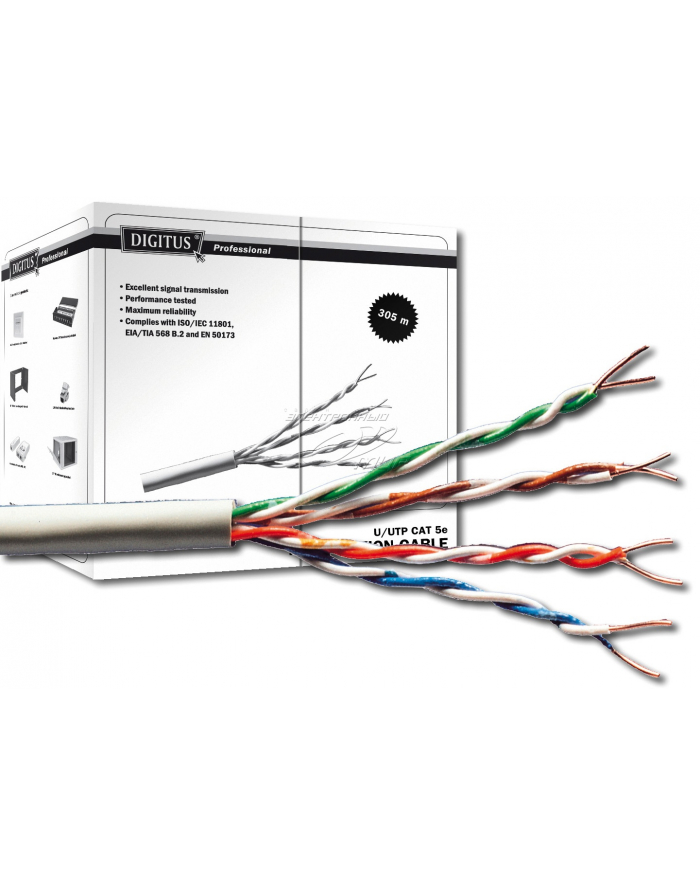 DIGITUS Professional Kabel UTP DIGITUS kat. 5e 305m PVC drut główny