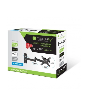 Techly Uchwyt ścienny do TV LCD/LED/PDP dwuprzegubowy 13-30'' 15 kg VESA czarny nr 2