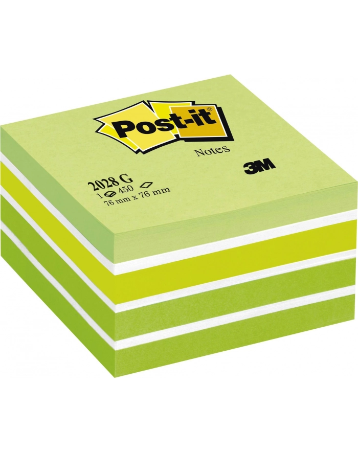 3M-POST-IT Kostka samop. POST-IT® (2028-G), 76x76mm, 1x450 kart., zielona główny