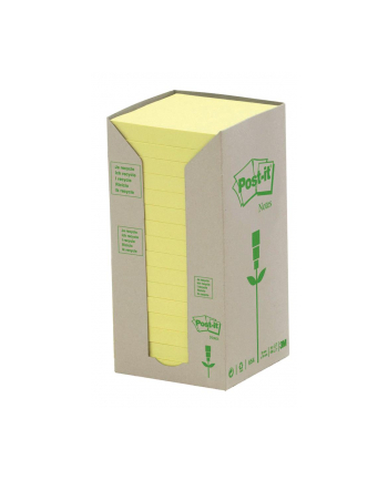 3M-POST-IT Bloczek samop. ekologiczny POST-IT® (654-1T), 76x76mm, 16x100 kart., żółty