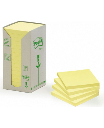 3M-POST-IT Bloczek samop. ekologiczny POST-IT® (654-1T), 76x76mm, 16x100 kart., żółty