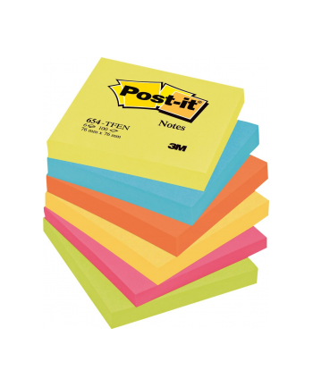 3M-POST-IT Bloczek samop. POST-IT® (654-TFEN), 76x76mm, 6x100 kart., paleta energetyczna