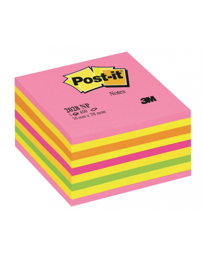 3M-POST-IT Kostka samop. POST-IT® (2028-NP), 76x76mm, 1x450 kart., cukierkowa różowa główny