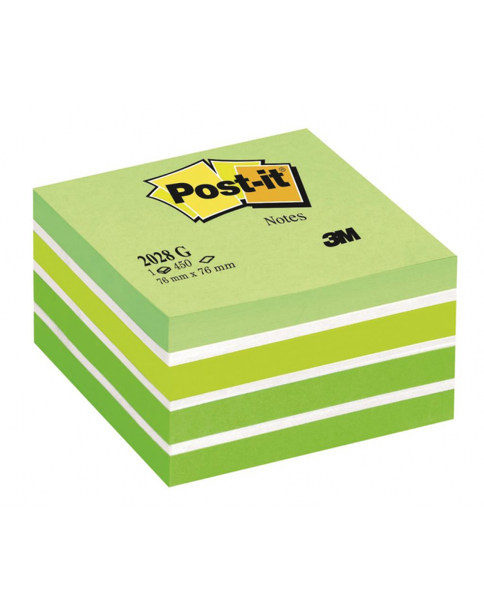 3M-POST-IT Kostka samop. POST-IT® (2028-G), 76x76mm, 1x450 kart., zielona główny