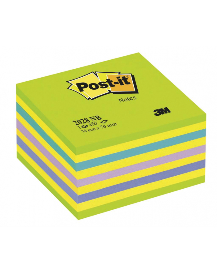 3M-POST-IT Kostka samop. POST-IT® (2028-NB), 76x76mm, 1x450 kart., cukierkowa niebiesko-zie główny