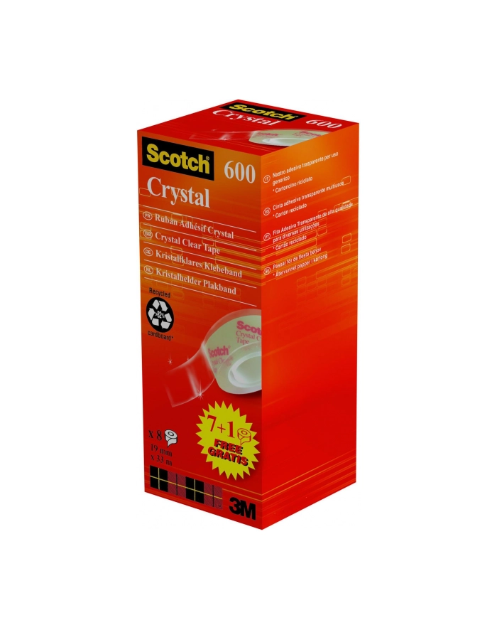 3M-SCOTCH Taśma biurowa SCOTCH® Crystal (6-1933R8), 19mm, 33m, 7szt., 1 rolka GRATIS główny