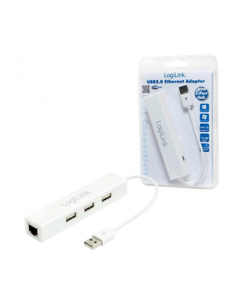 Adapter Logilink USB2.0 do RJ45 Ethernet UA0174A HUB 3x USB