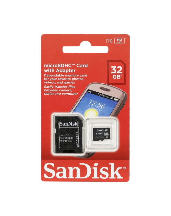 Sandisk micro SDHC SDSDQM-032G-B35A 32GB Class 4 + ADAPTER microSD-SD główny