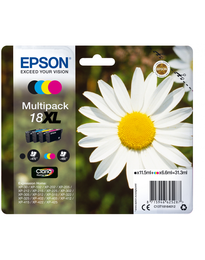 EPSON Tusz T1816=C13T18164010  Zestaw CMYK  T1811+T1812+T1813+T1814 główny