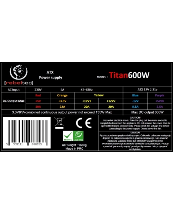 zasilacz ATX ver2.31 TITAN 600