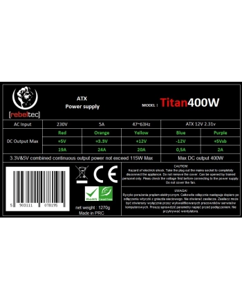 zasilacz ATX ver 2.31 TITAN 400