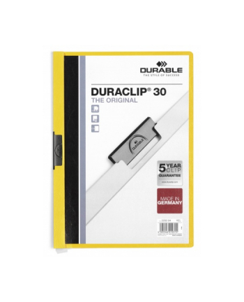 DURABLE Skoroszyt zaciskowy DURACLIP A4, 1-30 kartek żółty