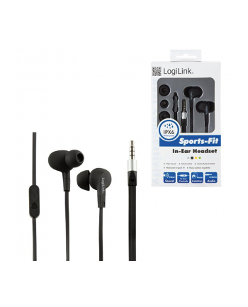 LOGILINK - Słuchawki douszne z mikrofonem ''Sports-Fit'', ochrona IPX6, czarne