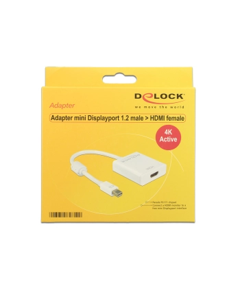 Adapter displayport 1.2 > HDMI(F) 4K aktywny biały Delock nr 2