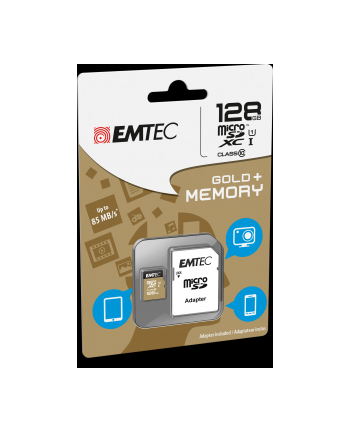 Emtec karta pamięci microSDXC 128GB Class 10 Gold+ (85MB/s, 21MB/s)