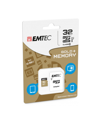 Emtec karta pamięci microSDHC 32GB Class 10 Gold+ (85MB/s, 21MB/s)