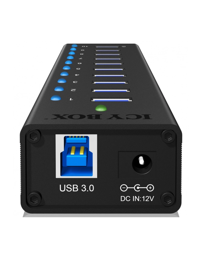 RaidSonic Icy Box 10 x Port USB 3.0 Hub z portem ładowania USB, Czarny główny
