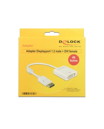Delock Adapter Displayport 1.2 męski > DVI żeński 4K aktywne biały