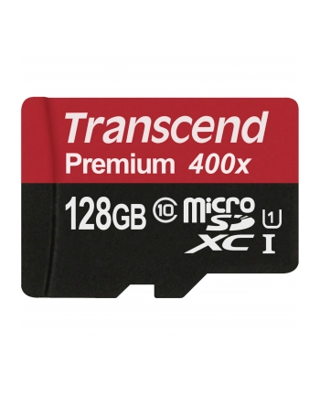 Karta pamięci Transcend microSDXC 128GB Class 10, UHS1 + Adapter nr 1