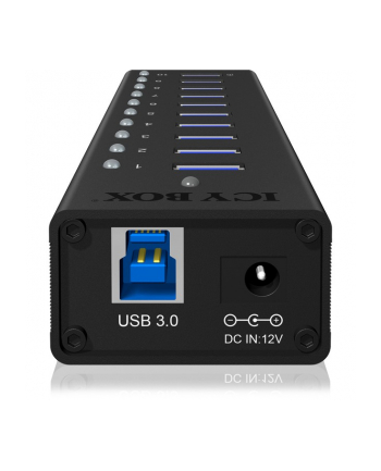 RaidSonic Icy Box 10 x Port USB 3.0 Hub z portem ładowania USB, Czarny