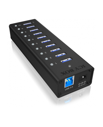 RaidSonic Icy Box 10 x Port USB 3.0 Hub z portem ładowania USB, Czarny