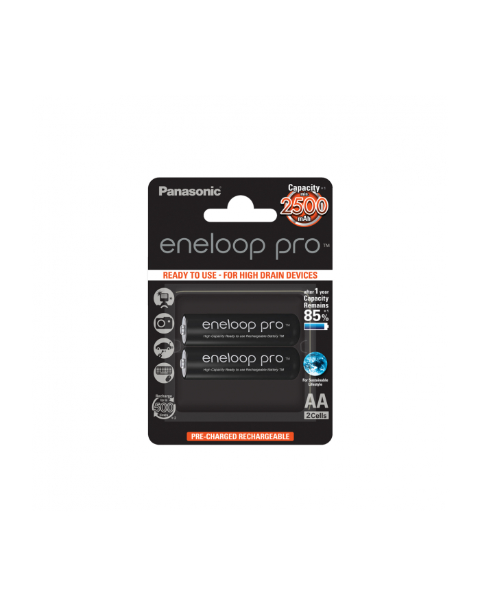 Panasonic Eneloop Pro R6/AA 2500mAh, 2 Pcs, Blister główny